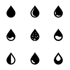 Wall Mural - vector black drop icon set. drop icon object, drop icon picture, drop icon image - stock vector