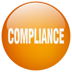 compliance orange round gel isolated push button