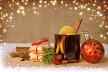 Mulled Wine And Red Christmas Ball.