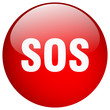 sos red round gel isolated push button