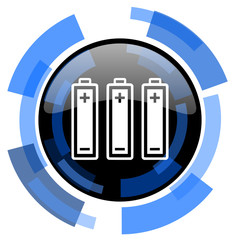 Aufkleber - battery black blue glossy web icon