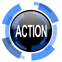 Aufkleber - action black blue glossy web icon