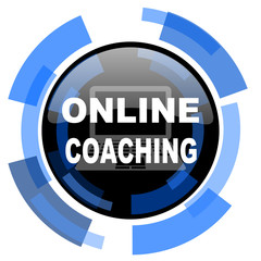 Aufkleber - online coaching black blue glossy web icon
