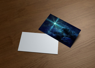 Wall Mural - Starry night with green star wood
