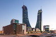 Bahrain Financial Harbour Towers at dusk