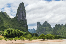 Karst Mountains And Limestone Peaks Of Li River In   China