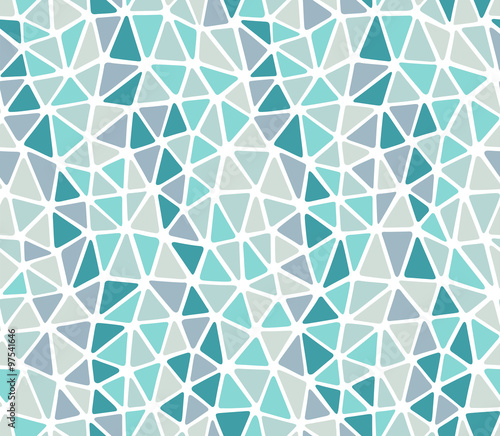 Obraz w ramie Repeat and seamless pattern created with soft edges triangles, colors teal, blue, green, gray