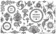 Vector Set of henna floral and animal elements
