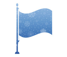 Flag Christmas Icon With Snow