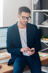 Canvas Print - Texting business message.