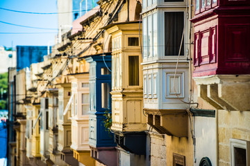 street with balconies in Valletta