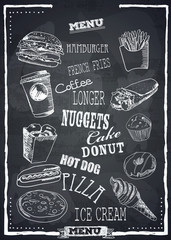 Fastfood menu.