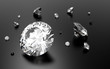 Shiny 3d diamonds on black grey background