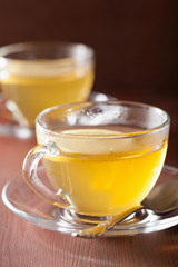 Poster - hot lemon ginger tea in glass cup