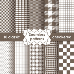 Wall Mural - Set of checkered simple fabric seamless pattern