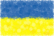 Ukrainian Flag Whith Snowflakes