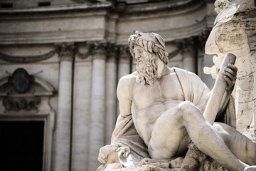 Statue of Zeus in Fountain, Piazza Navona, Rome, Italy