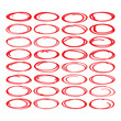 © desertsands - Large collection of red oval, highlight circle, red pen drawn marks, red circle shape set.