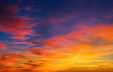 Vivid sky illuminated by the sunset