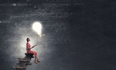 Wall Mural - woman in dress with book