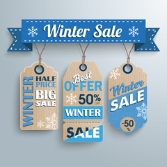 3 Price Sticker Winter Sale Ribbon