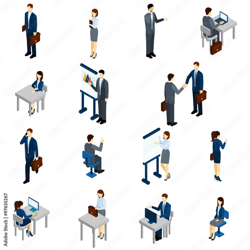 Business People Isometric Set Stock Vector | Adobe Stock