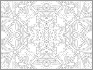 Wall Mural - unique coloring book page for adults - flower paisley design