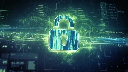 Digital padlock cyber security concept