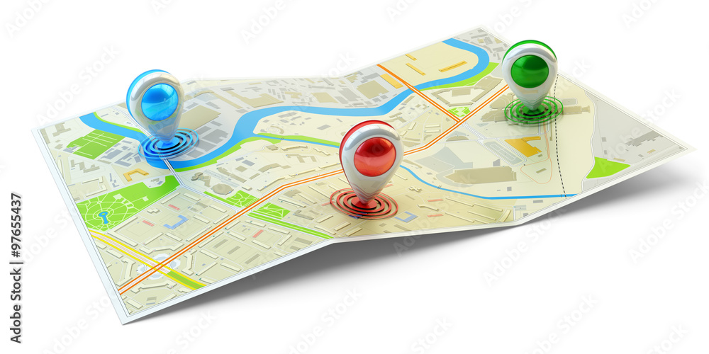 Landmarks positions, location of points of interest, travel destination ...