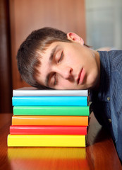 Poster - Young Man sleep on the Books