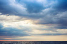 Dramatic Morning Seascape, Colorful Cloudy Sky