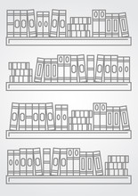 Outline Book Shelf Ilustration With Linear Books