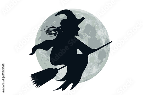 befana sulla scopa con luna di sfondo Canvas-taulu