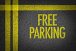Free Parking written on the parking lot