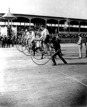 Bicycle Race 1890 High Wheeler Penny Farthing, Guys On Bikes Racing