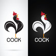 Vector image of a cock design on white background and black back