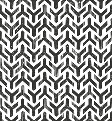 Wall Mural - hand drawn tribal monochrome pattern. primitive geometric background in grunge style.