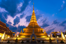 He Golden Temple Landmark Of Nan Is Wat Phra That Charehang Was Built In 1355. It Is The Most Sacred Wat In Nan Province Thailand