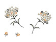 간결한 장식으로 표현된 수국 꽃무리