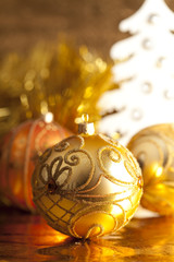 Sticker - Christmas baubles on shining background