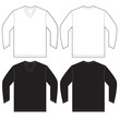 © airdone - Black White Long Sleeve V-Neck Shirt Template