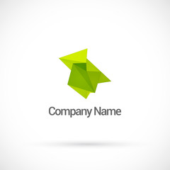 Fototapete - Abstract green low poly, logo design vector template.