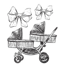 Hand Drawn Baby Carriage
