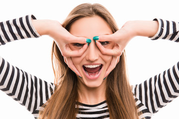 Sticker - Portrait of a beautiful girl with a funny face