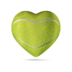 Tennis ball heart / 3D render of heart shaped tennis ball