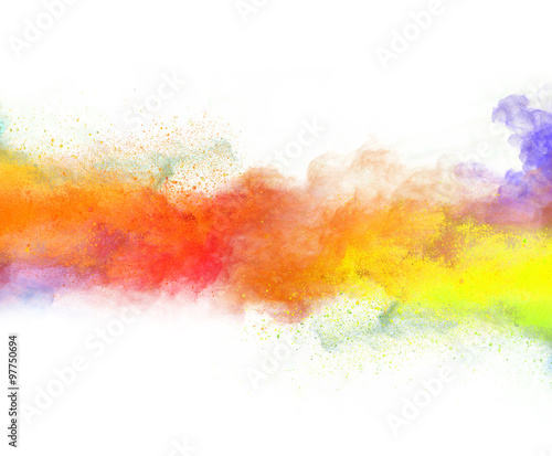 Launched colorful powder on black background