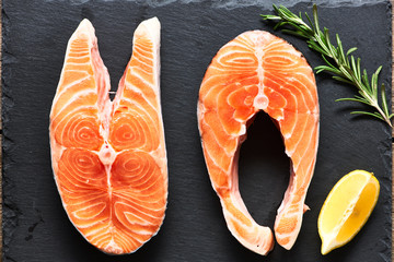 Poster - Raw salmon steaks