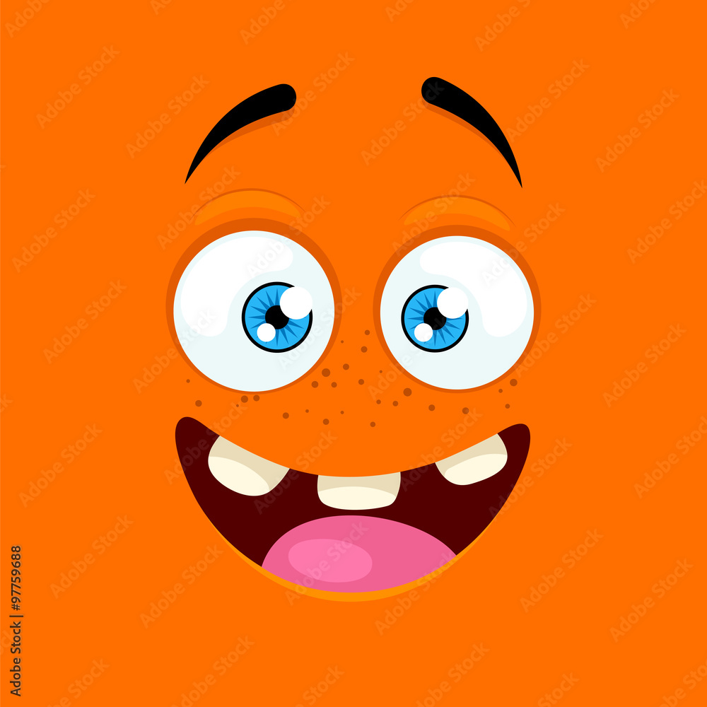 Cartoon face with an enthusiastic expression Stock Vector | Adobe Stock, image size:1000x1000