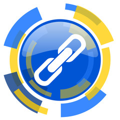 Leinwandbilder - link blue yellow glossy web icon