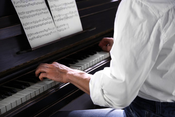 Poster - Close up of musician hands classic piano playing